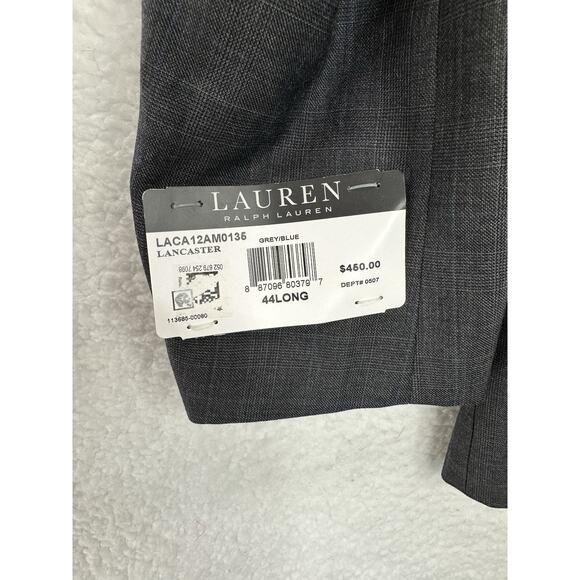 Lauren Ralph Lauren Mens Lancaster Suit Jacket Gray Wool Blend Stretch 44L New - Picture 11 of 12